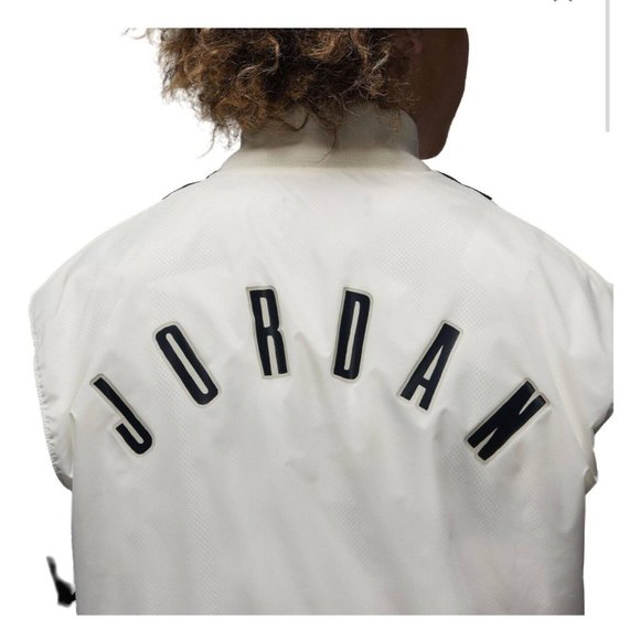 Jordan Flight Jacket Mens Large MVP FB7032-133 Black Off White New Back Spellout - Picture 11 of 13